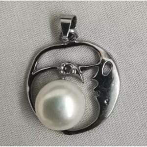 Genuine 10-11mm South Sea pear silky White silver plated pendant